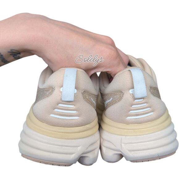 HOKA ONE ONE Bondi 8 Womens 10B Shifting Sand Eggnog Run Walking Comfort Sneaker - Picture 4 of 11